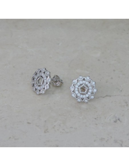 Runde Durchbrochene Ohrringe aus 925er Sterlingsilber