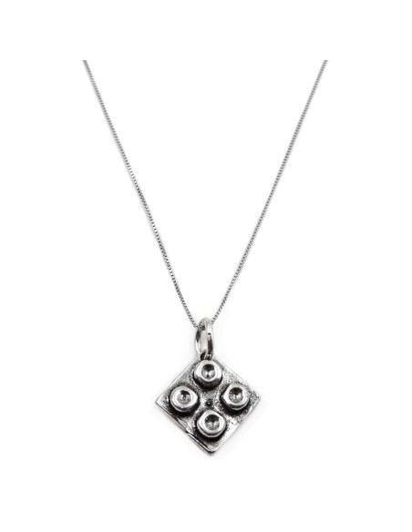 Sterling Silver Construction Brick Necklace 