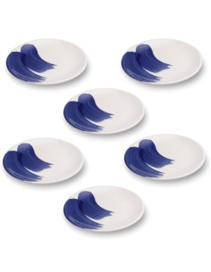 Blue Wave Dessert Plate, 6 Pieces Set Mannaggia Li Pescetti