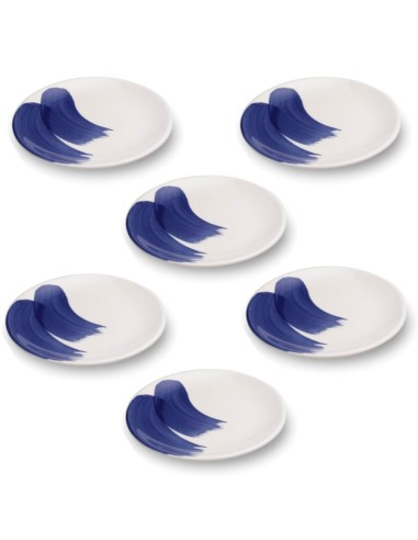 Blue Wave Dessert Plate, 6 Pieces Set Mannaggia...
