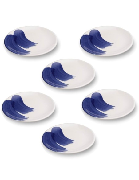 Blue Wave Dessert Plate, 6 Pieces Set Mannaggia Li Pescetti