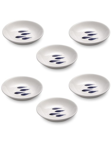 Soup Plate, Blue Fishes Decor 6 Pieces Set...