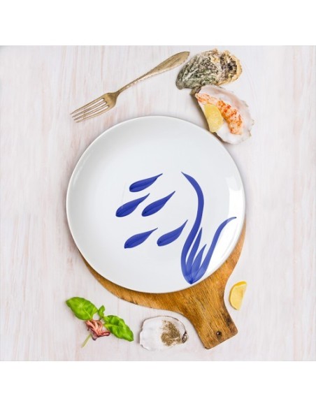 Piatto Piano Decoro Fondale Mannaggia Li Pescetti Zafferano Set 6 Pezzi