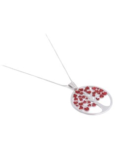 Collana Albero con Cuori in Argento 925 Glitterato Rosso
