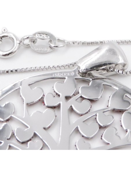 Collana Albero con Cuori in Argento 925 Glitterato Rosso