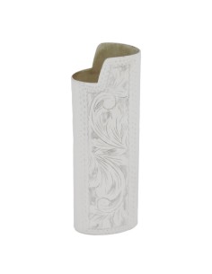 Porta Accendino Argento 925 Decoro Floreale Incisione...