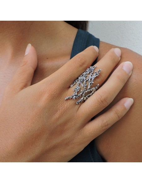 925 Sterling Silver Coral Ring 