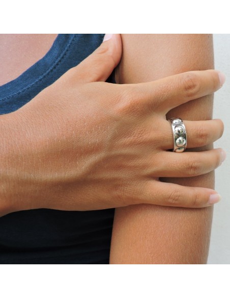 Anello Fascia con Borchie in Argento 925 