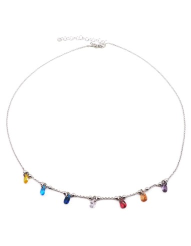 Collana in Argento con Pietre Goccia Colorate