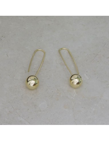Orecchini Filo con Sfera in Argento Placcato Oro