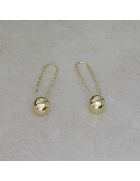 Orecchini Filo con Sfera in Argento Placcato Oro