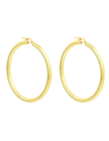 Thick Hoop Earrings Gold Plated 925 Sterling Silver Diameter 2,36''