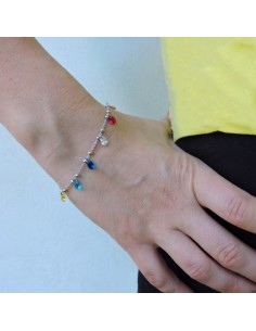 925 Sterling Silver Bracelet with Colored Drop Zircons 2
