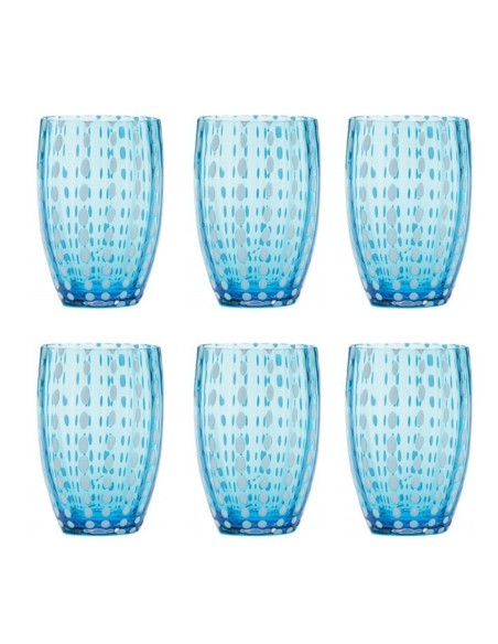 Zafferano Perle Glass Tumbler Aquamarine Set of 6