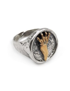 Hammered Sterling Silver Round Lucky Horn Ring 