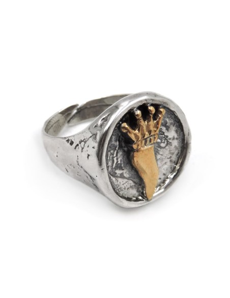 Hammered Sterling Silver Round Lucky Horn Ring 