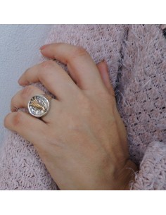 Hammered Sterling Silver Round Lucky Horn Ring  2