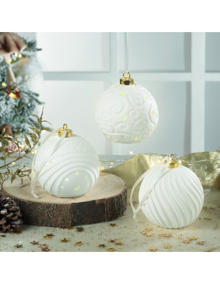 Pallina per Albero di Natale in Ceramica con Luce Led