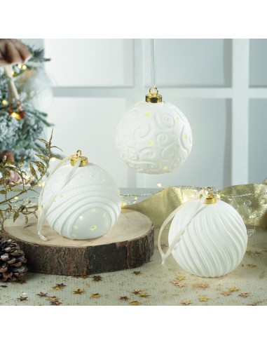 White Ceramic Christmas Bulb with LED Light