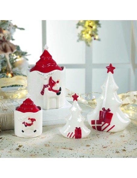 Santa Claus with Reindeer Ceramic Jar