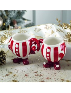 Coppia di Tazze Santa Claus in Ceramica