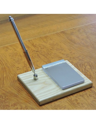 Set Block Notes e Penna in Argento e Legno