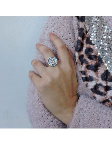 Hammered Sterling Silver Round Horns Symbol Ring 