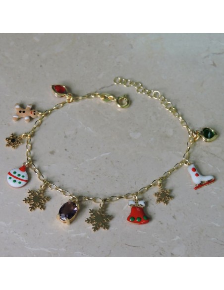 Vergoldetes Sterlingsilber Weihnachtsarmband 