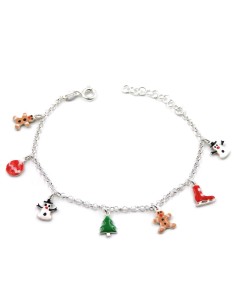 Bracciale Natalizio in Argento con Ciondoli Smaltati