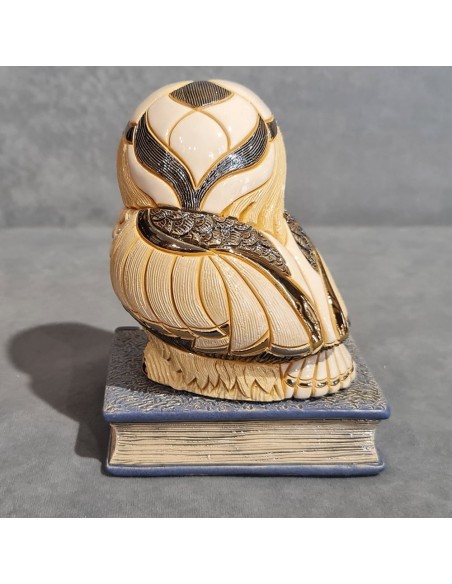 Owl on Book Ceramic Sculpture 