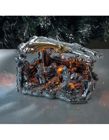 Nativity Scene Silver Plated Resin Sculpture...