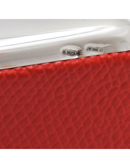 Taschenentleerer aus 925er Sterlingsilber und Rotem Leder