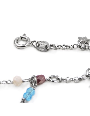 Sterling Silver Anklet with Pendant Stars and...