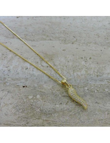 Collana Corno Portafortuna in Argento Placcato...