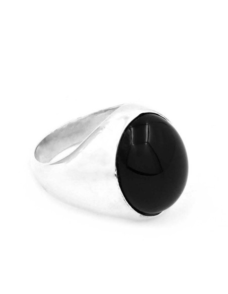 925er Sterlingsilber Ring mit Ovaler Onyx Stein