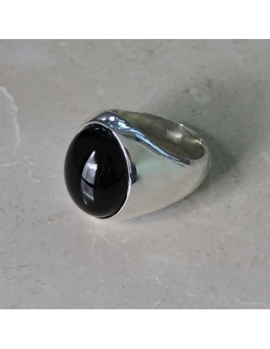 925er Sterlingsilber Ring mit Ovaler Onyx Stein
