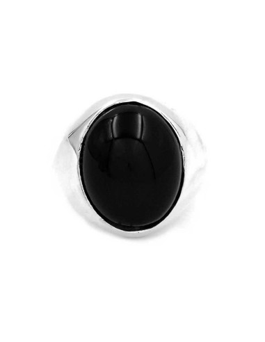 925 Sterling Silver Ring with Oval Black Onyx...