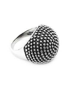 925 Sterling Silver Round Dotted Sphere Ring