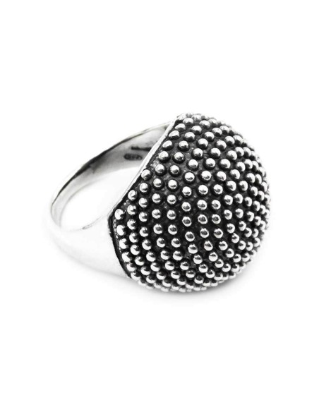 925er Sterlingsilber Gepunkteter Runder Ring