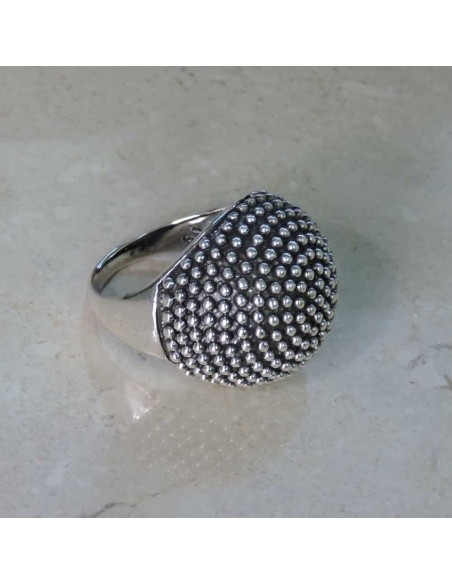 925 Sterling Silver Round Dotted Sphere Ring