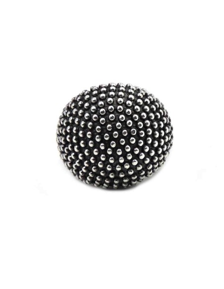 925 Sterling Silver Round Dotted Sphere Ring