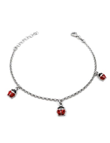 Sterlingsilber Armband mit Marienkäfer-Anhängern