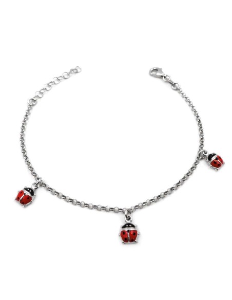 Sterlingsilber Armband mit Marienkäfer-Anhängern