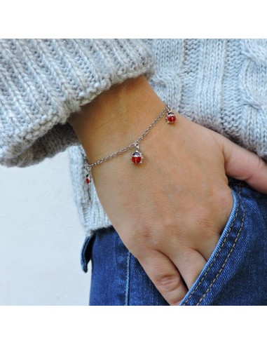 Sterlingsilber Armband mit Marienkäfer-Anhängern