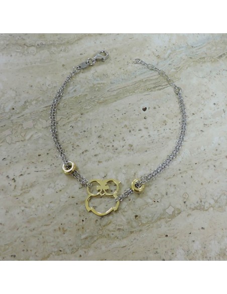 Gelbvergoldetes Eulenarmband aus 925er Sterlingsilber
