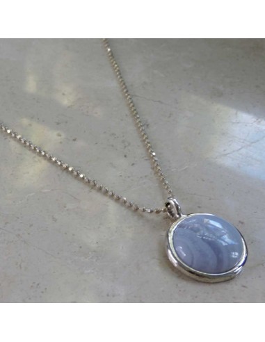 Sterling Silver Round Medal Necklace with...