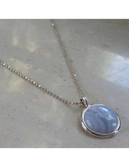 Collana con Medaglia in Argento 925 e Pietra Ametista