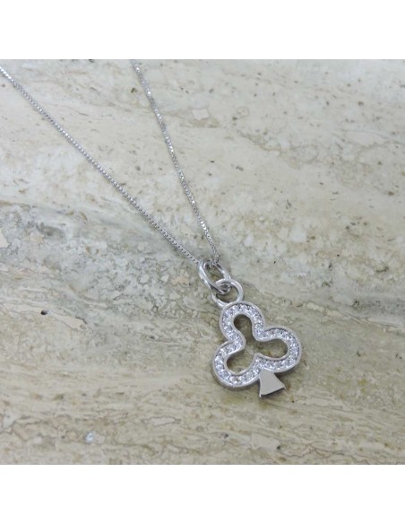 925 Sterling Silver Ace of Clubs Necklace 