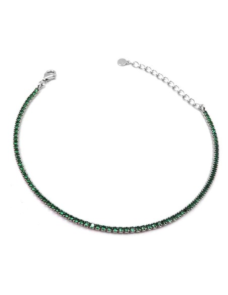 Bracciale Tennis Mini in Argento 925 con Zirconi Verdi