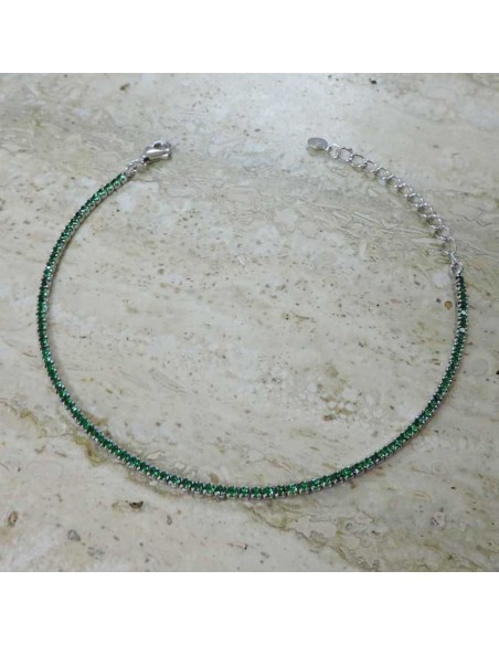 925 Sterling Silver Green Thin Tennis Bracelet 